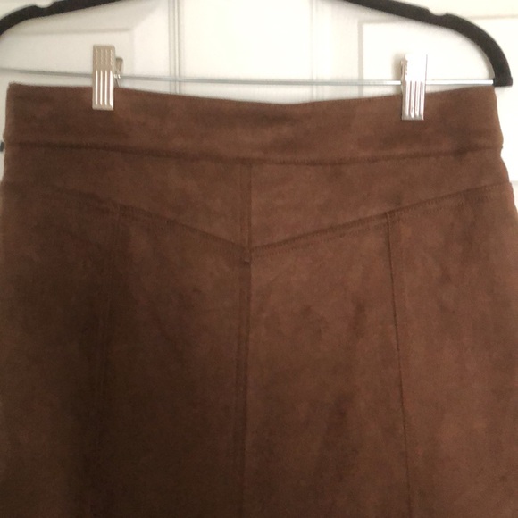 🤎Chaps Denim Brown Suede Mini Skirt Buttons Spring Fall Size 8 Large Medium🤎 - Picture 6 of 9